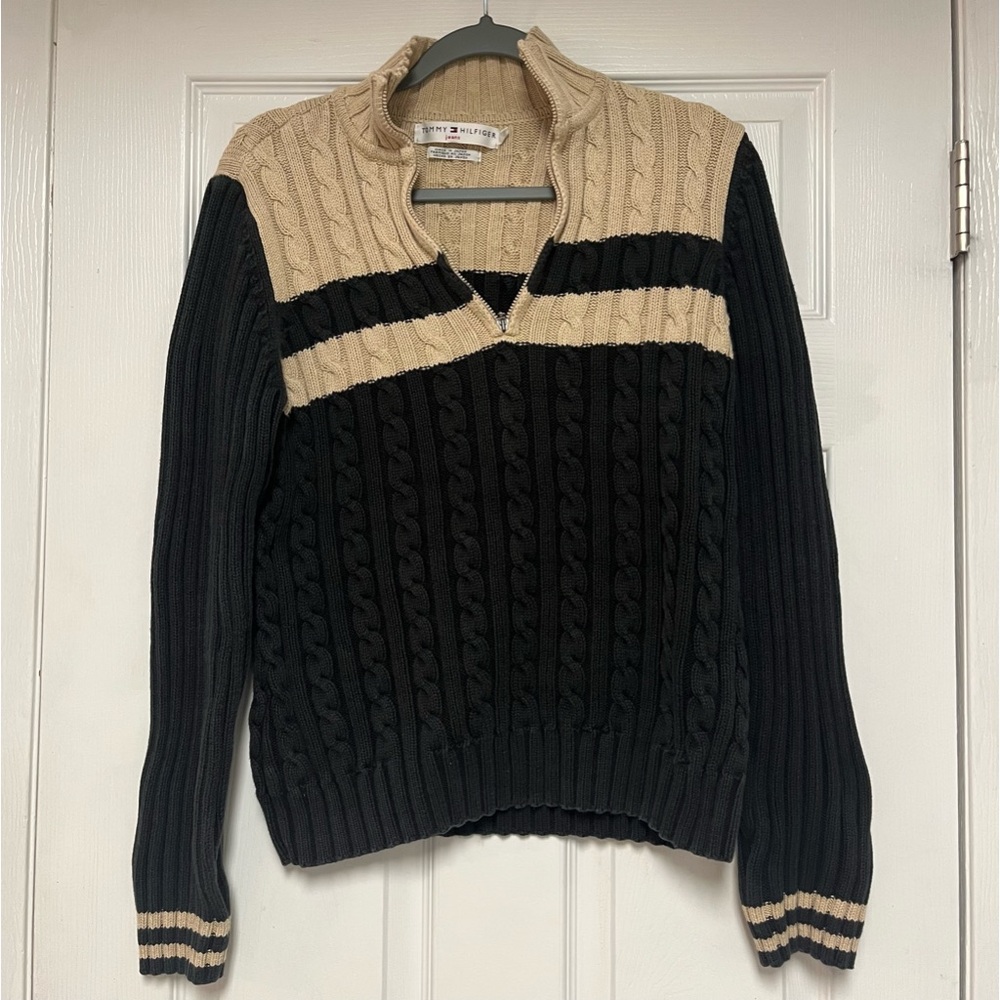 Tommy Hilfiger Y2K Cable Knit Mock Turtleneck Sweater Large